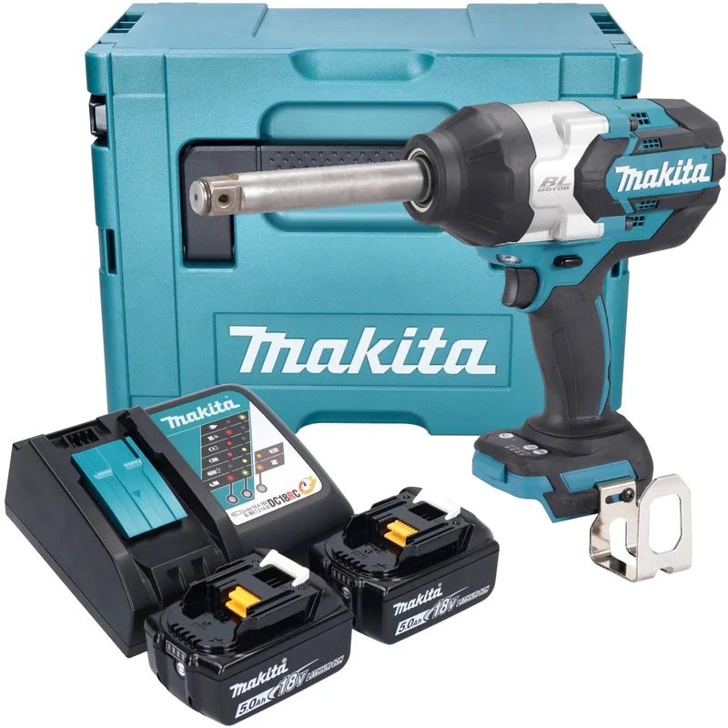 DTW 1005 RTJ accu slagmoersleutel 18 V 1360 Nm 3/4" borstelloos + 2x oplaadbare accu 5.0 Ah + lader + Makpac von Makita – Produktbild
