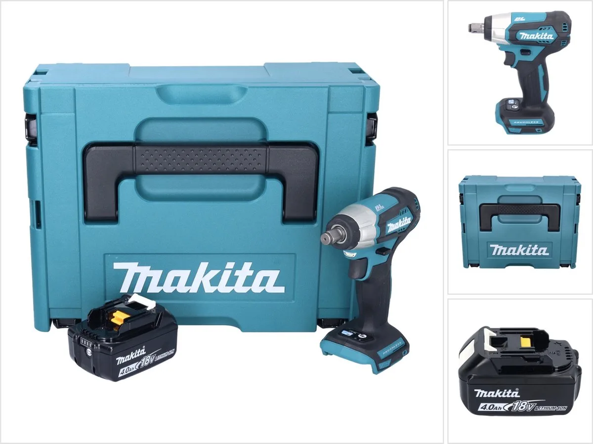DTW 181 M1J accu slagmoersleutel 18 V 210 Nm 1/2" borstelloos + 1x oplaadbare accu 4.0 Ah + Makpac - zonder oplader fra Makita – produktbillede