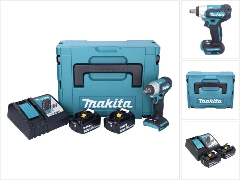 DTW 181 RFJ accu slagmoersleutel 18 V 210 Nm 1/2" borstelloos + 2x oplaadbare accu 3.0 Ah + lader + Makpac de Makita – image du produit