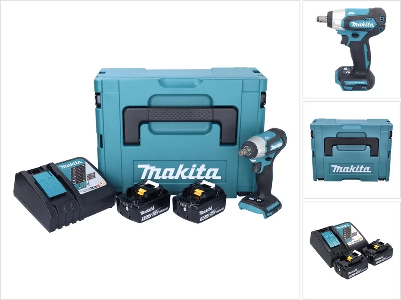 DTW 181 RTJ accu slagmoersleutel 18 V 210 Nm 1/2" borstelloos + 2x oplaadbare accu 5.0 Ah + lader + Makpac de Makita – image du produit