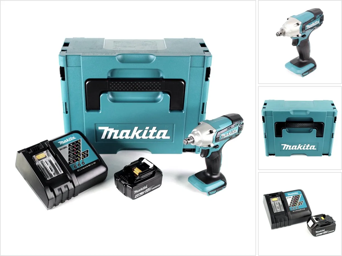 DTW 190 RM1J 18V Li-Ion accu slagmoersleutel in Makpac - met 1x BL 1840 B 4,0 Ah accu met LED-indicator, 1x DC 18 RC snellader von Makita – Produktbild