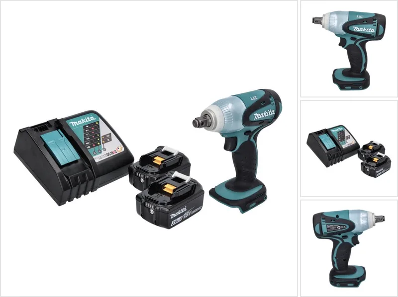 DTW 251 RF accu slagmoersleutel 18 V 230 Nm 1/2" + 2x oplaadbare accu 3.0 Ah + lader van Makita – productafbeelding