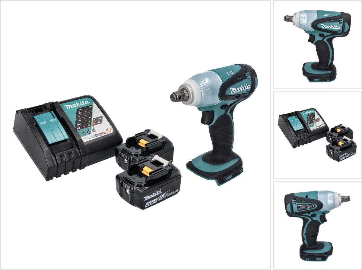 DTW 251 RM accu slagmoersleutel 18 V 230 Nm 1/2" + 2x oplaadbare accu 4.0 Ah + lader fra Makita – produktbillede