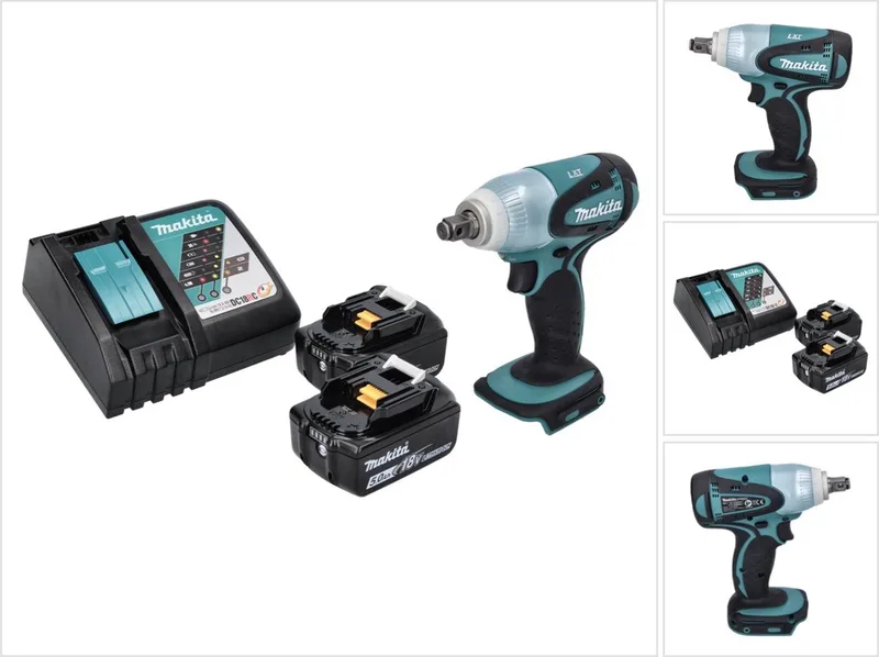 DTW 251 RT accu slagmoersleutel 18 V 230 Nm 1/2" + 2x oplaadbare accu 5.0 Ah + lader de Makita – image du produit