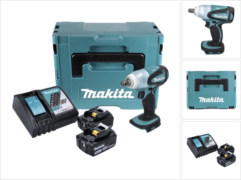 DTW 251 RTJ accu slagmoersleutel 18 V 230 Nm 1/2" + 2x oplaadbare accu 5.0 Ah + lader + Makpac by Makita – product image