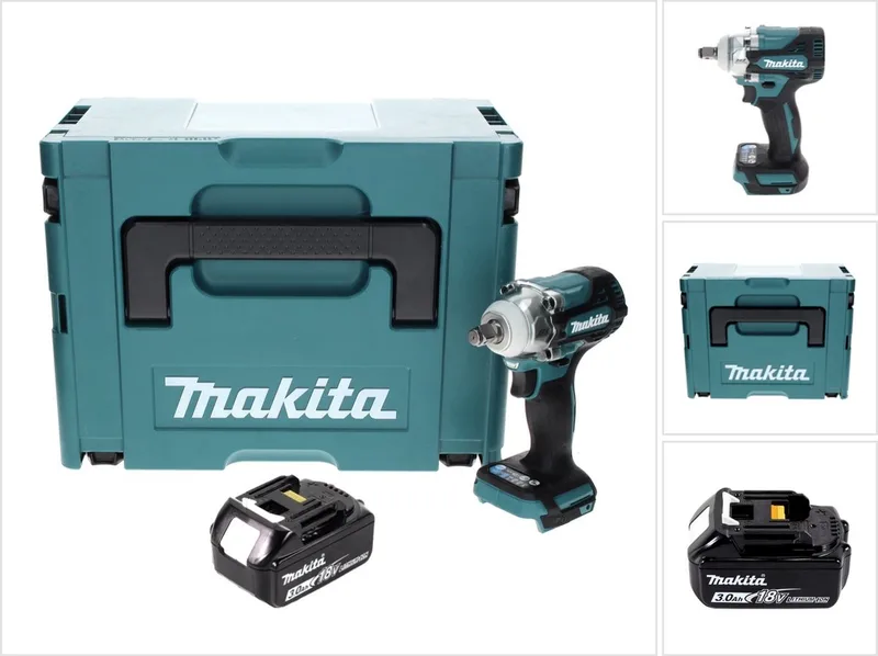 DTW 300 F1J accu-slagmoersleutel 18 V 330 Nm 1/2" borstelloos + 1x accu 3,0 Ah + Makpac - zonder oplader von Makita – Produktbild