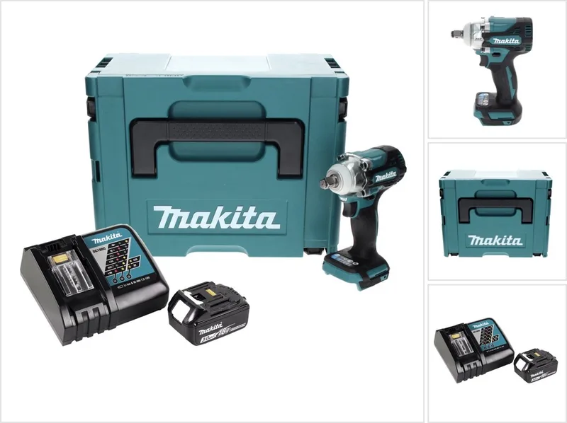 DTW 300 RF1J accu-slagmoersleutel 18 V 330 Nm 1/2" borstelloos + 1x accu 3,0 Ah + oplader + Makpac de Makita – image du produit
