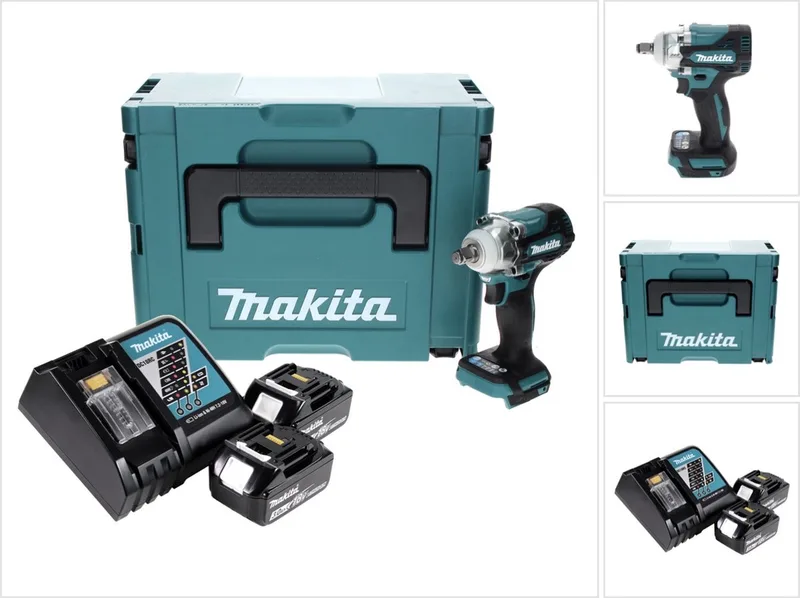 DTW 300 RFJ accu-slagmoersleutel 18 V 330 Nm 1/2" borstelloos + 2x accu 3,0 Ah + oplader + Makpac de Makita – image du produit