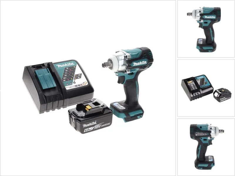 DTW 300 RG1 accu-slagmoersleutel 18 V 330 Nm 1/2" borstelloos + 1x accu 6,0 Ah + oplader de Makita – image du produit