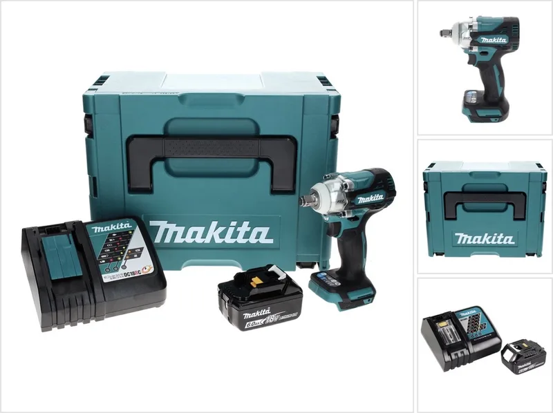 DTW 300 RG1J accu-slagmoersleutel 18 V 330 Nm 1/2" borstelloos + 1x accu 6,0 Ah + oplader + Makpac de Makita – image du produit