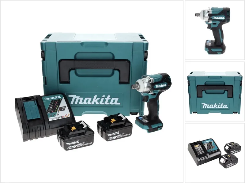 DTW 300 RGJ accu-slagmoersleutel 18 V 330 Nm 1/2" borstelloos + 2x accu 6,0 Ah + oplader + Makpac de Makita – image du produit