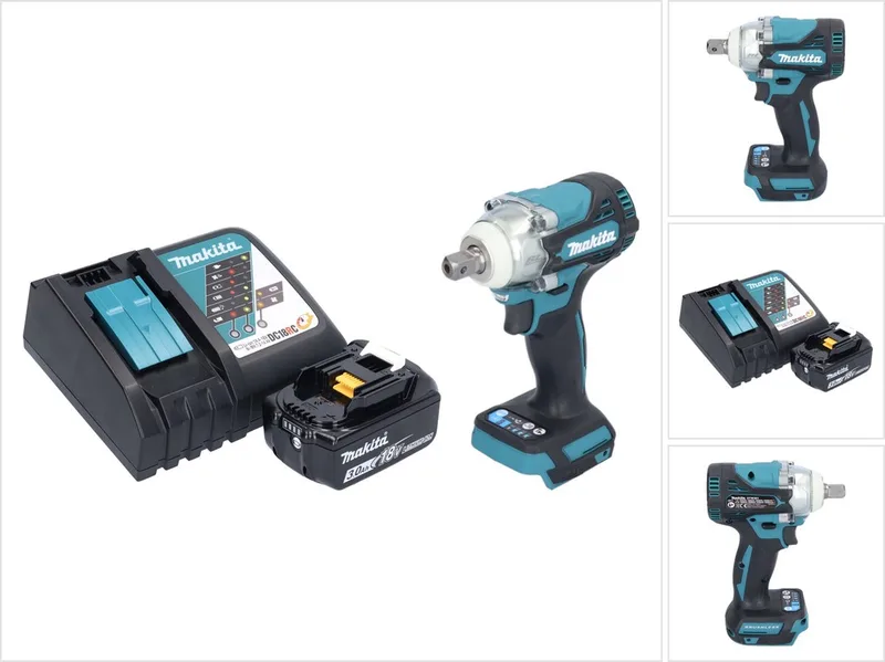 DTW 301 RF1 accu-slagmoersleutel 18 V 330 Nm 1/2" borstelloos + 1x accu 3,0 Ah + oplader de Makita – image du produit