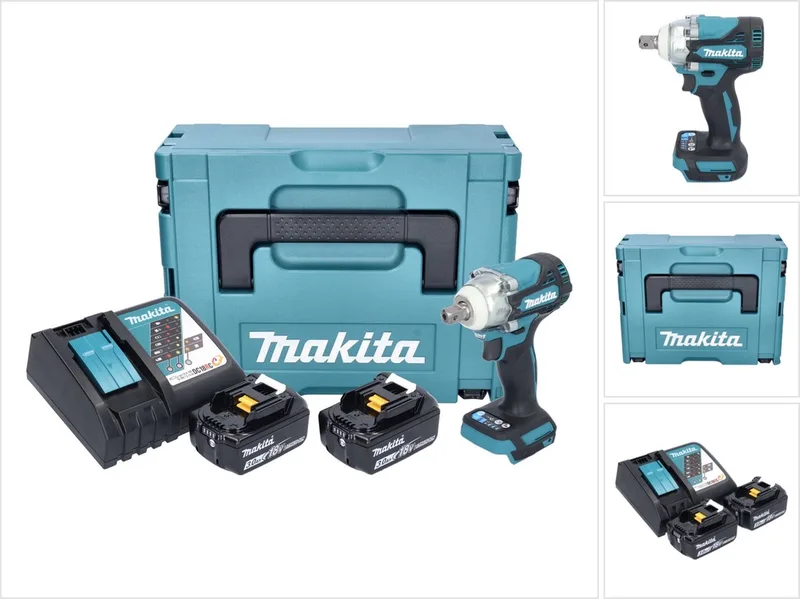 DTW 301 RFJ accu slagmoersleutel 18 V 330 Nm 1/2" borstelloos + 2x oplaadbare accu 3.0 Ah + lader + Makpac van Makita – productafbeelding