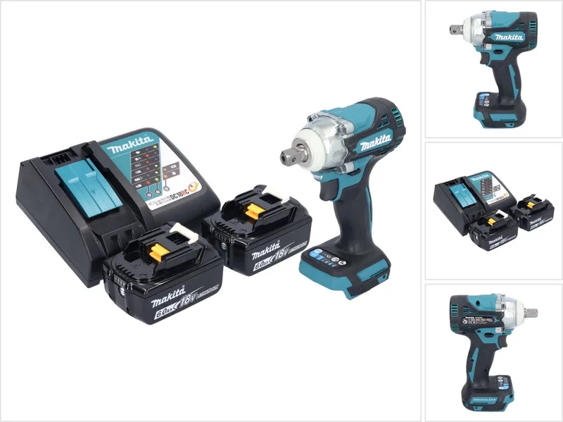 DTW 301 RG accu slagmoersleutel 18 V 330 Nm 1/2" borstelloos + 2x oplaadbare accu 6.0 Ah + lader van Makita – productafbeelding