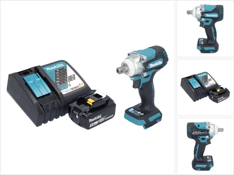 DTW 301 RT1 accu slagmoersleutel 18 V 330 Nm 1/2" borstelloos + 1x oplaadbare accu 5.0 Ah + lader by Makita – product image