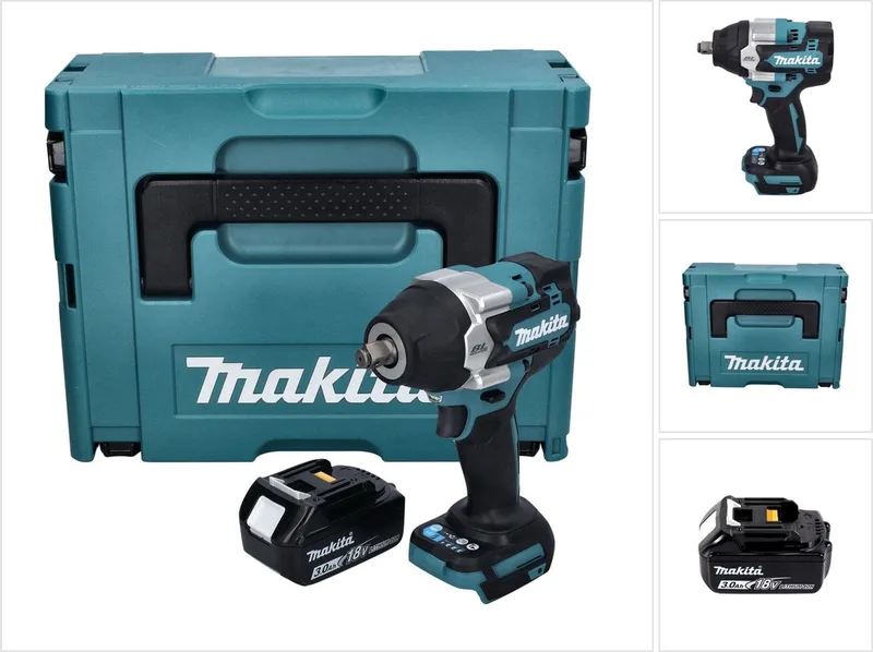 DTW 700 F1J accu slagmoersleutel 18 V 700 Nm 1/2" XPT Borstelloos + 1x oplaadbare accu 3.0 Ah + Makpac - zonder oplader de Makita – image du produit