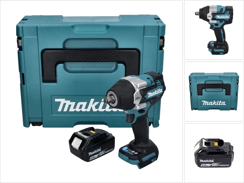 DTW 700 G1J accu slagmoersleutel 18 V 700 Nm 1/2" XPT Borstelloos + 1x oplaadbare accu 6.0 Ah + Makpac - zonder oplader de Makita – image du produit