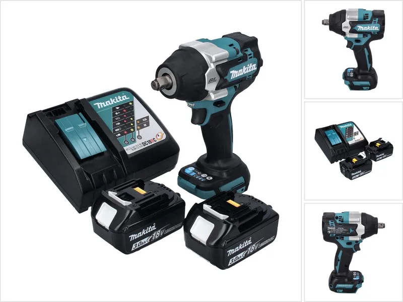 DTW 700 RF accu slagmoersleutel 18 V 700 Nm 1/2" XPT Borstelloos + 2x oplaadbare accu 3.0 Ah + lader von Makita – Produktbild