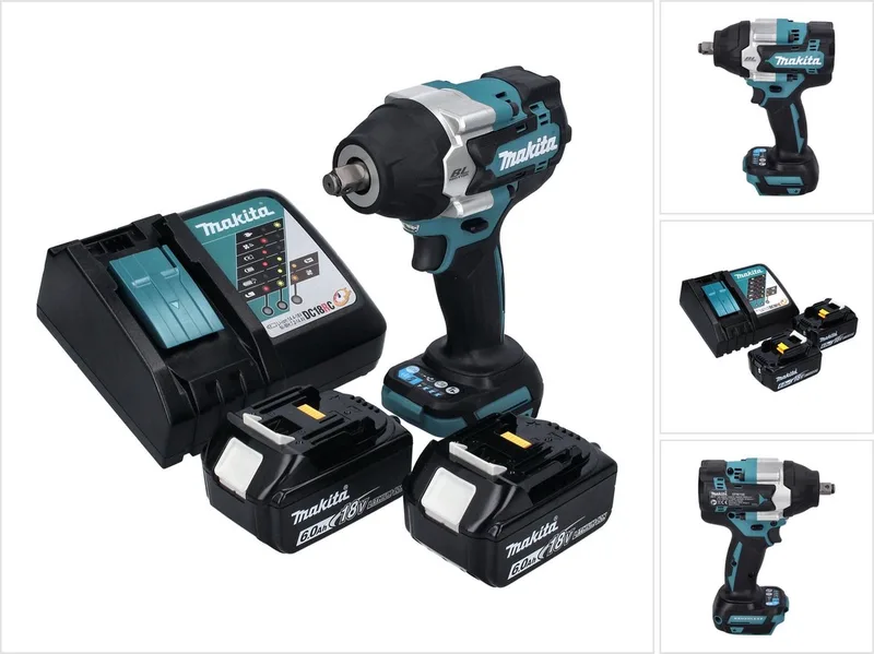 DTW 700 RG accu slagmoersleutel 18 V 700 Nm 1/2" XPT Borstelloos + 2x oplaadbare accu 6.0 Ah + lader de Makita – image du produit