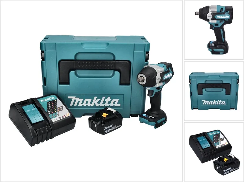 DTW 700 RG1J accu slagmoersleutel 18 V 700 Nm 1/2" XPT Borstelloos + 1x oplaadbare accu 6.0 Ah + lader + Makpac de Makita – image du produit