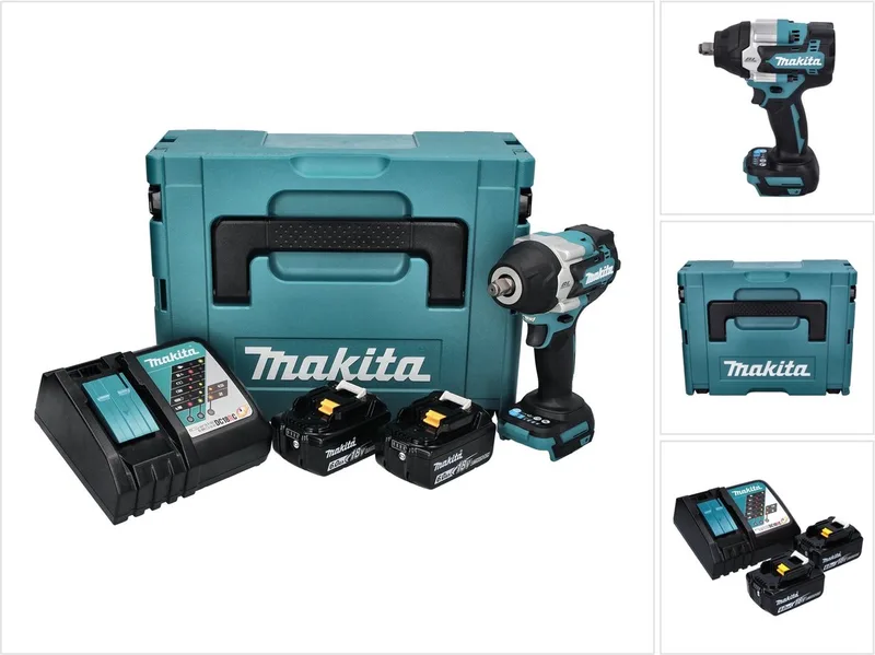 DTW 700 RGJ accu slagmoersleutel 18 V 700 Nm 1/2" XPT Borstelloos + 2x oplaadbare accu 6.0 Ah + lader + Makpac de Makita – image du produit