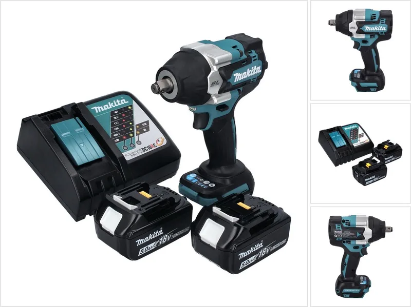DTW 700 RT accu slagmoersleutel 18 V 700 Nm 1/2" XPT Borstelloos + 2x oplaadbare accu 5.0 Ah + lader de Makita – image du produit