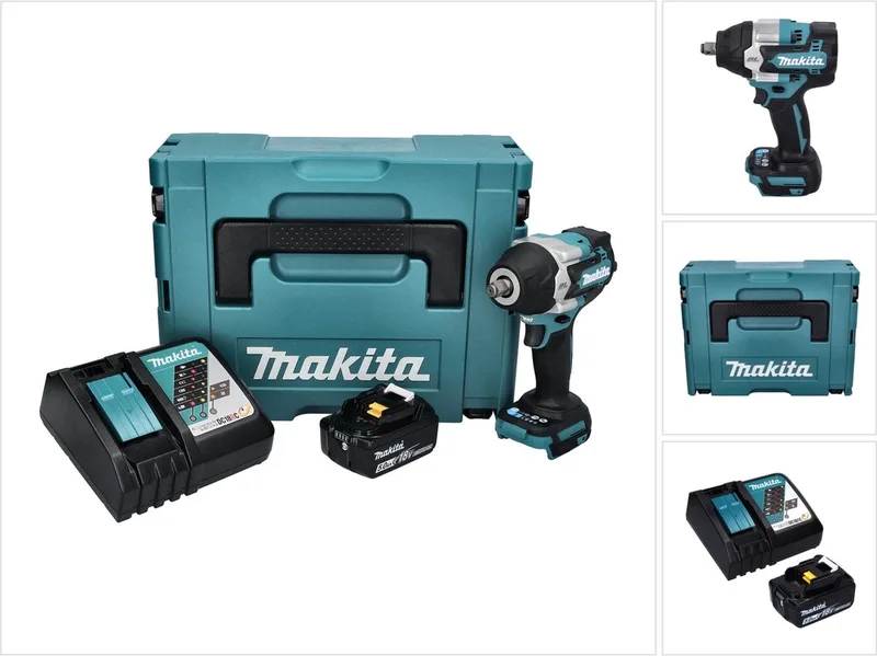 DTW 700 RT1J accu slagmoersleutel 18 V 700 Nm 1/2" XPT Borstelloos + 1x oplaadbare accu 5.0 Ah + lader + Makpac de Makita – image du produit