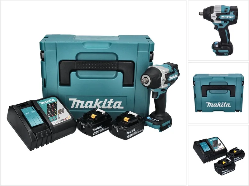 DTW 700 RTJ accu slagmoersleutel 18 V 700 Nm 1/2" XPT Borstelloos + 2x oplaadbare accu 5.0 Ah + lader + Makpac fra Makita – produktbillede