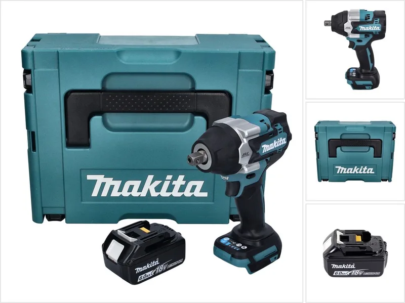 DTW 701 G1J accu slagmoersleutel 18 V 700 Nm 1/2" XPT Borstelloos + 1x oplaadbare accu 6.0 Ah + Makpac - zonder oplader fra Makita – produktbillede