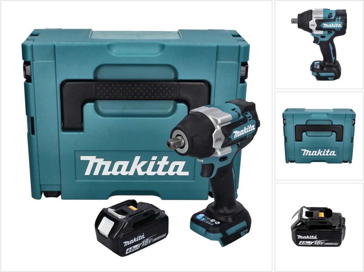 DTW 701 M1J accu slagmoersleutel 18 V 700 Nm 1/2" XPT Borstelloos + 1x oplaadbare accu 4.0 Ah + Makpac - zonder oplader fra Makita – produktbillede