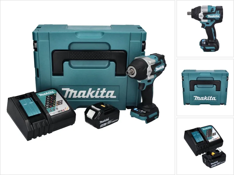 DTW 701 RF1J accu slagmoersleutel 18 V 700 Nm 1/2" XPT Borstelloos + 1x oplaadbare accu 3.0 Ah + lader + Makpac de Makita – image du produit