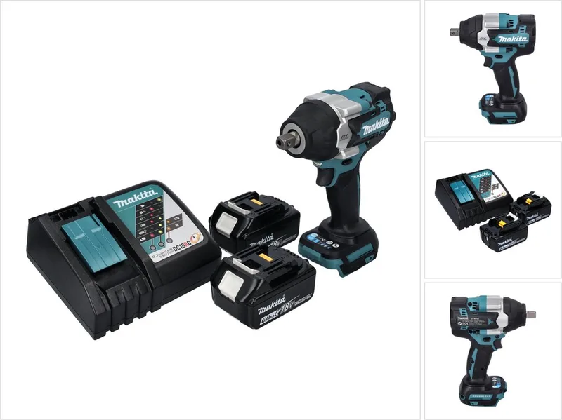 DTW 701 RG accu slagmoersleutel 18 V 700 Nm 1/2" XPT Borstelloos + 2x oplaadbare accu 6.0 Ah + lader fra Makita – produktbillede