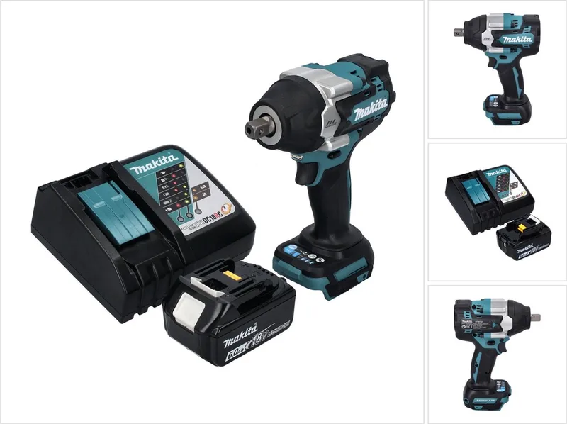 DTW 701 RG1 accu slagmoersleutel 18 V 700 Nm 1/2" XPT Borstelloos + 1x oplaadbare accu 6.0 Ah + lader fra Makita – produktbillede