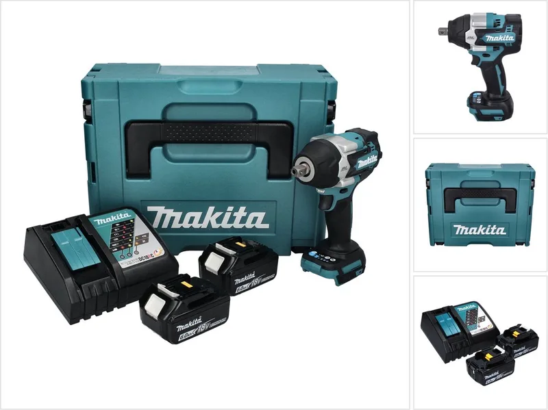 DTW 701 RGJ accu slagmoersleutel 18 V 700 Nm 1/2" XPT Borstelloos + 2x oplaadbare accu 6.0 Ah + lader + Makpac de Makita – image du produit