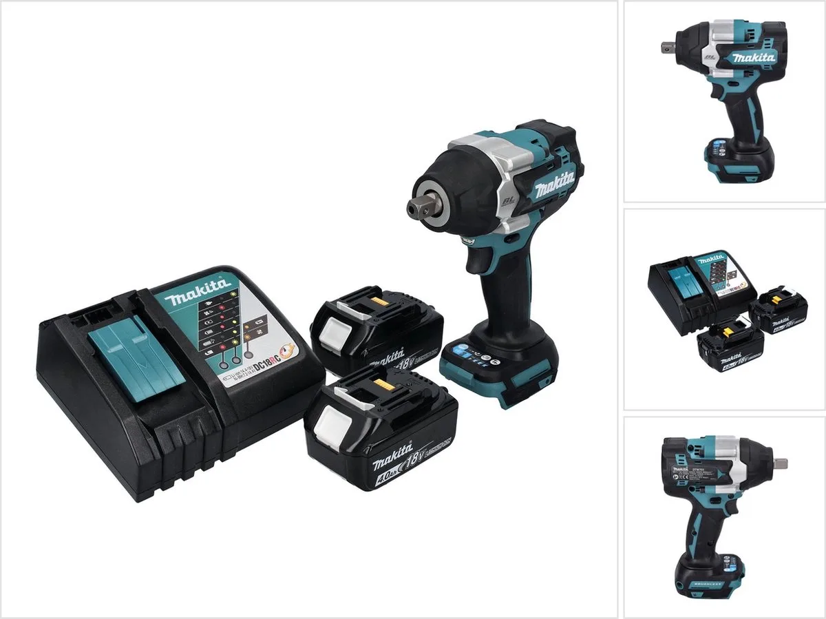DTW 701 RM accu slagmoersleutel 18 V 700 Nm 1/2" XPT Borstelloos + 2x oplaadbare accu 4.0 Ah + lader von Makita – Produktbild