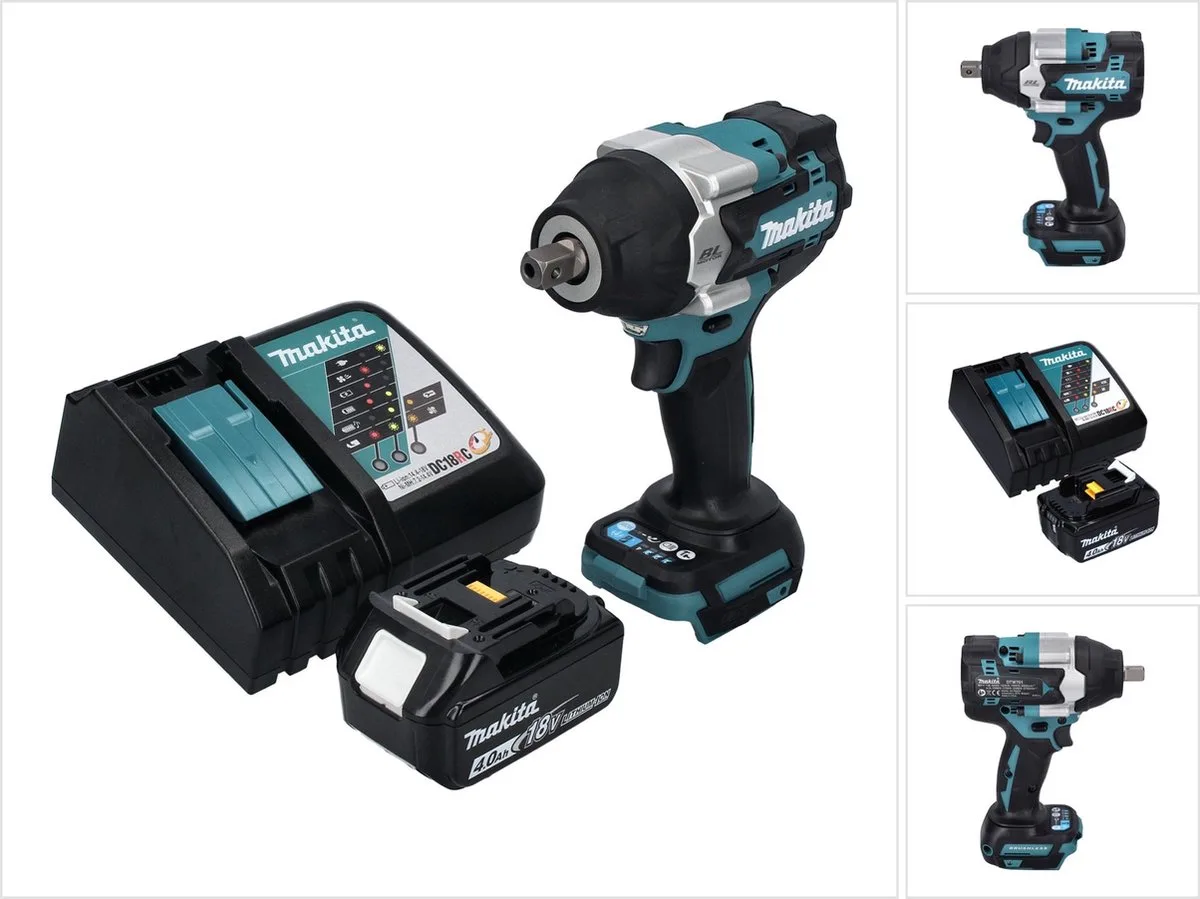 DTW 701 RM1 accu slagmoersleutel 18 V 700 Nm 1/2" XPT Borstelloos + 1x oplaadbare accu 4.0 Ah + lader de Makita – image du produit