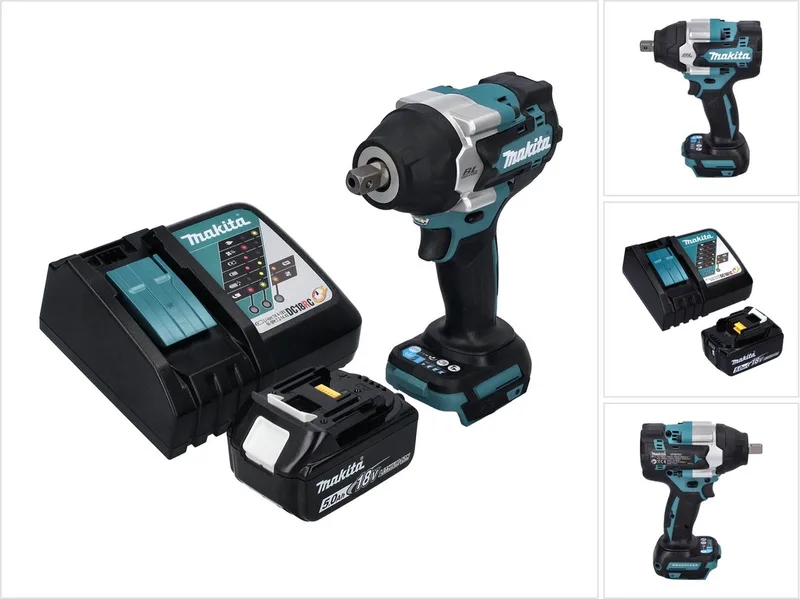 DTW 701 RT1 accu slagmoersleutel 18 V 700 Nm 1/2" XPT Borstelloos + 1x oplaadbare accu 5.0 Ah + lader de Makita – image du produit
