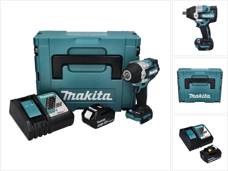 DTW 701 RT1J accu slagmoersleutel 18 V 700 Nm 1/2" XPT Borstelloos + 1x oplaadbare accu 5.0 Ah + lader + Makpac de Makita – image du produit
