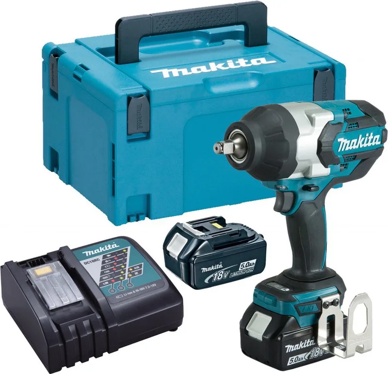 DTW1002RTJ 18V Li-Ion Accu slagmoersleutel set (2x 5.0Ah accu) in Mbox - 1050Nm - 1/2" - koolborstelloos van Makita – productafbeelding 1 van 6