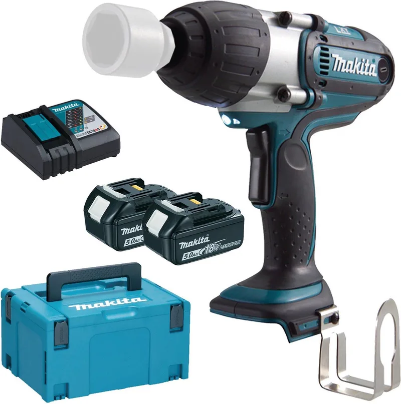 DTW450RTJ 18V Li-Ion Accu slagmoersleutel set (2x 5.0Ah accu) in Mbox - 440Nm - 1/2" von Makita – Produktbild