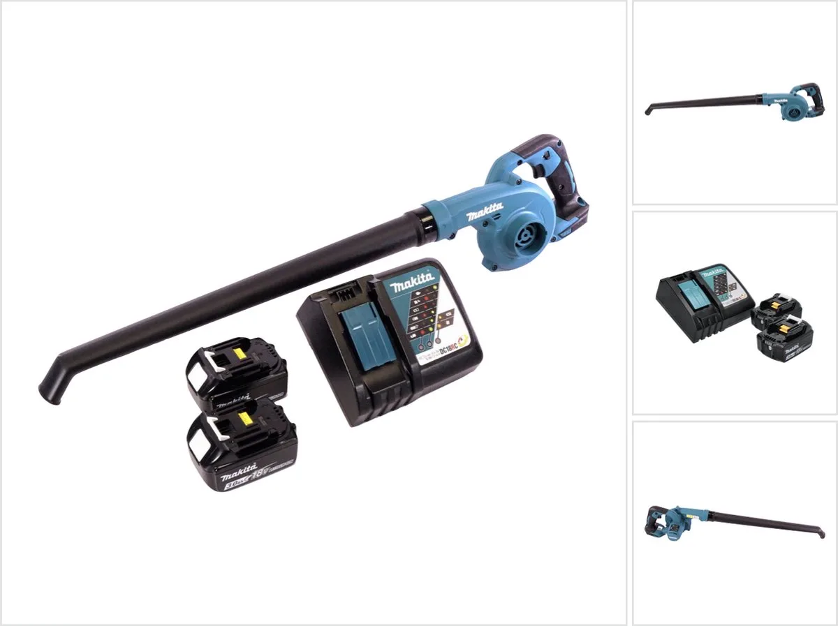 DUB 186 RF accu bladblazer 18 V + 2x accu 3,0 Ah + oplader von Makita – Produktbild