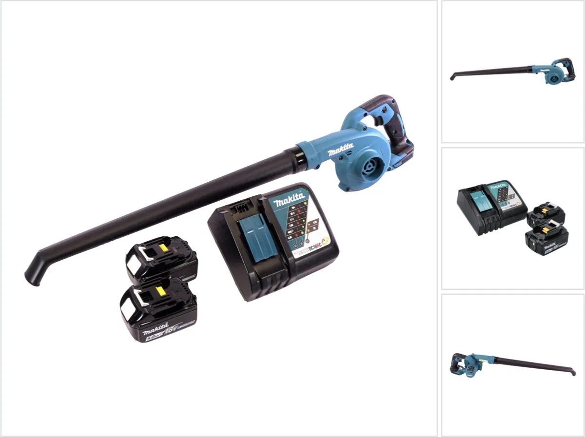 DUB 186 RT accubladblazer 18 V + 2x accu 5.0 Ah + lader van Makita – productafbeelding