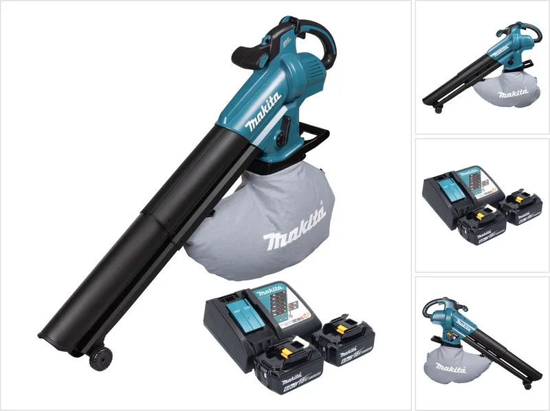 DUB 187 RG2 accu bladblazer en bladzuiger 18 V borstelloos + 2x accu 6,0 Ah + oplader fra Makita – produktbillede