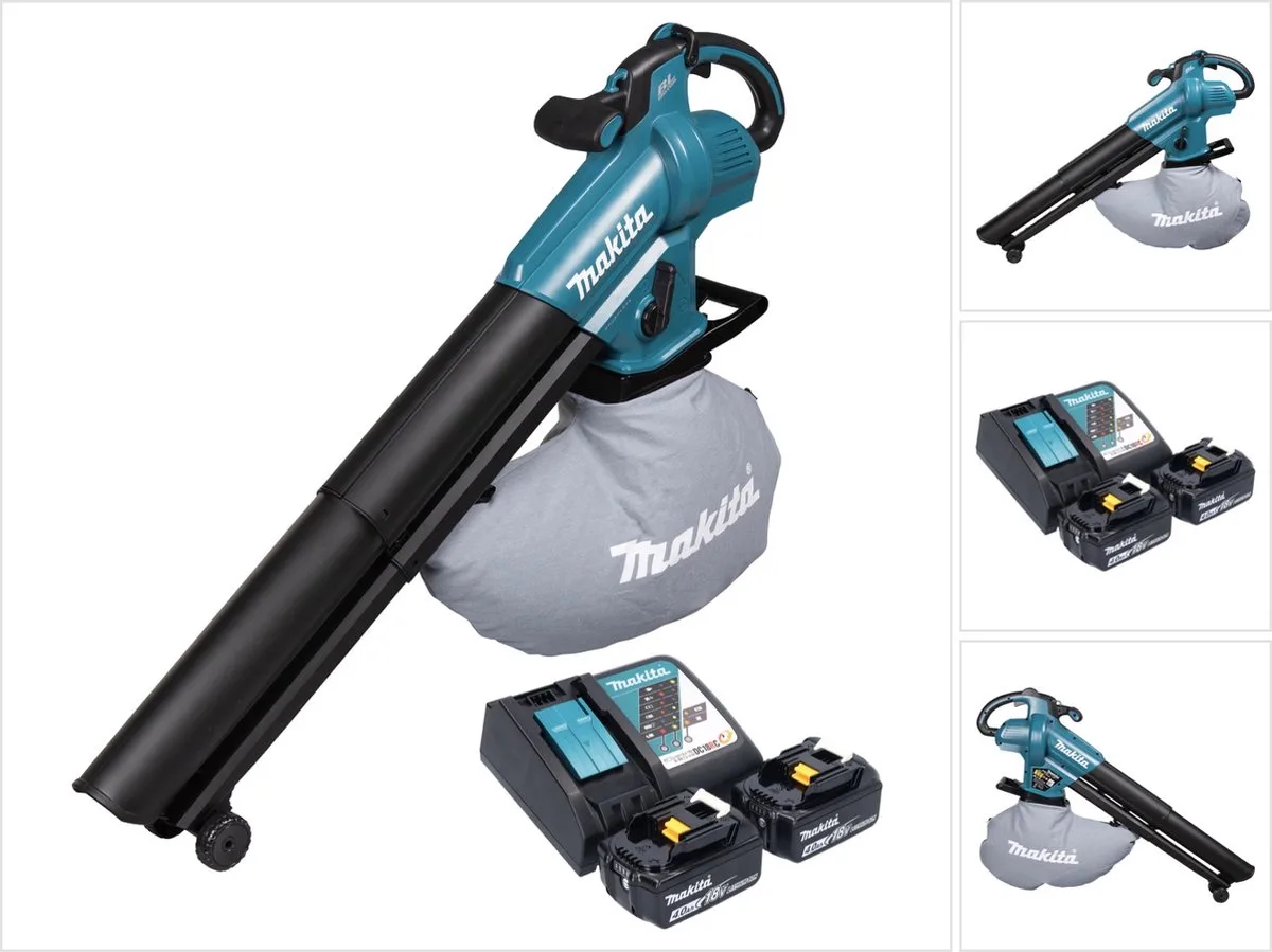 DUB 187 RM2 accu bladblazer en bladzuiger 18 V borstelloos + 2x accu 4,0 Ah + oplader von Makita – Produktbild