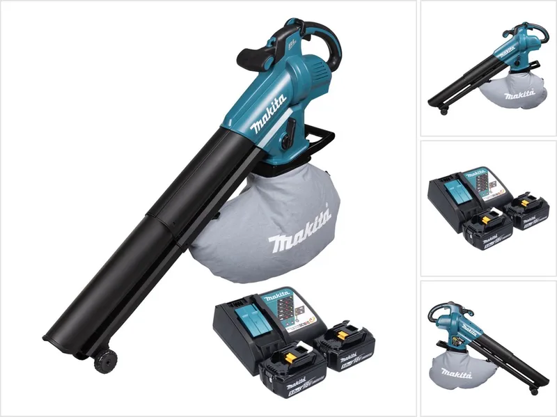 DUB 187 RT2 accu bladblazer en bladzuiger 18 V borstelloos + 2x accu 5,0 Ah + oplader de Makita – image du produit