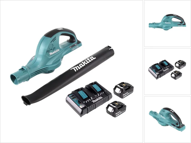 DUB 361 2x 18 V / 36 V accu bladblazer + 2x Makita BL 1860 6 Ah / 6000 mAh accu + Makita DC 18 RD 2-voudige lader by Makita – product image