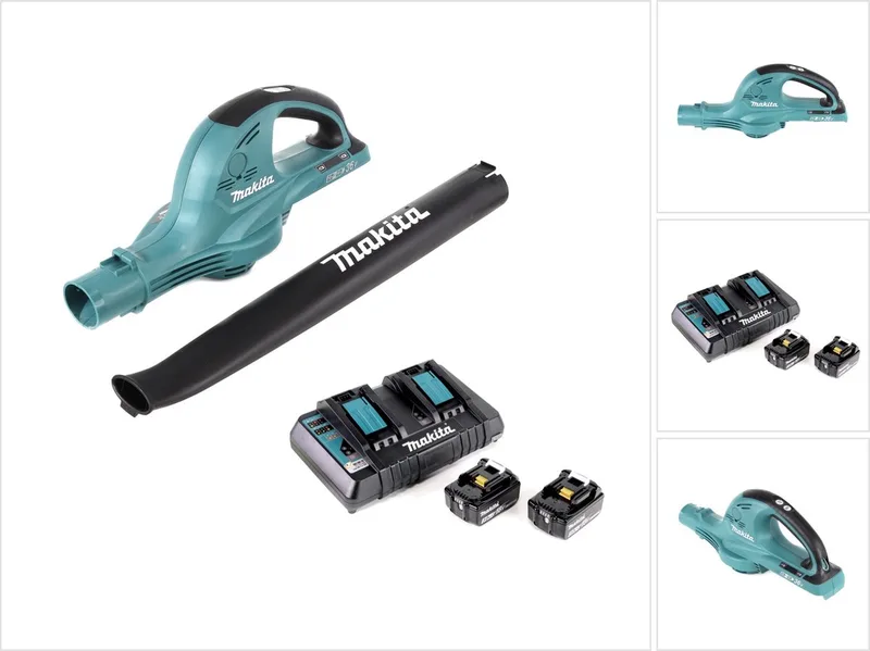 DUB 361 PT 2x 18 V / 36 V accu bladblazer blazer + 2x Makita BL 1850 5 Ah / 5000 mAh accu + Makita DC 18 RD 2-voudige lader de Makita – image du produit