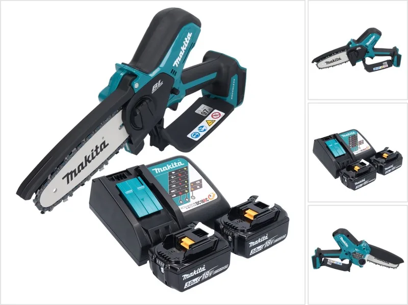 DUC 150 RF2 accu kettingzaag 18 V 15 cm borstelloos + 2x accu 3,0 Ah + lader von Makita – Produktbild