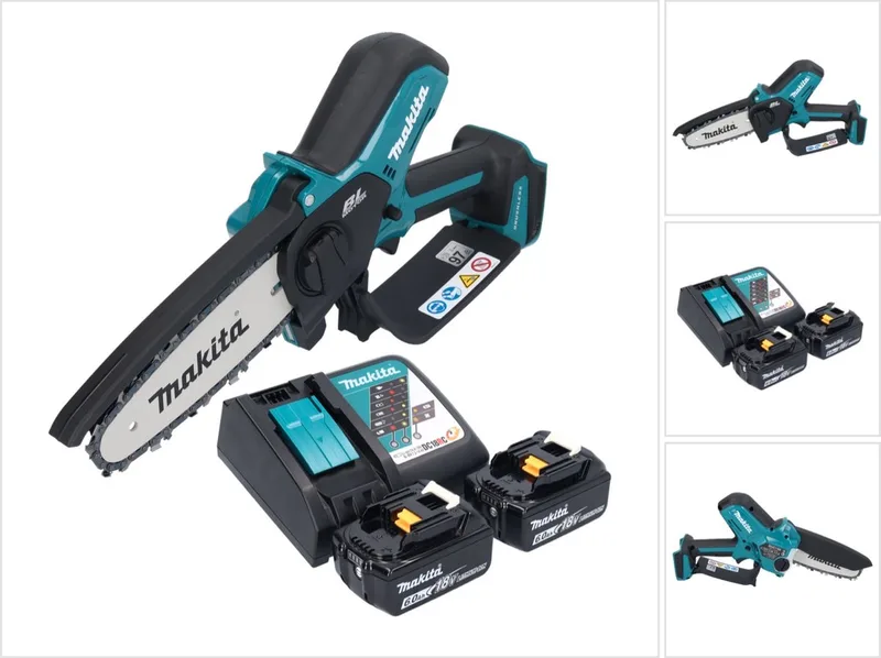 DUC 150 RG2 accu kettingzaag 18 V 15 cm borstelloos + 2x accu 6,0 Ah + lader de Makita – image du produit