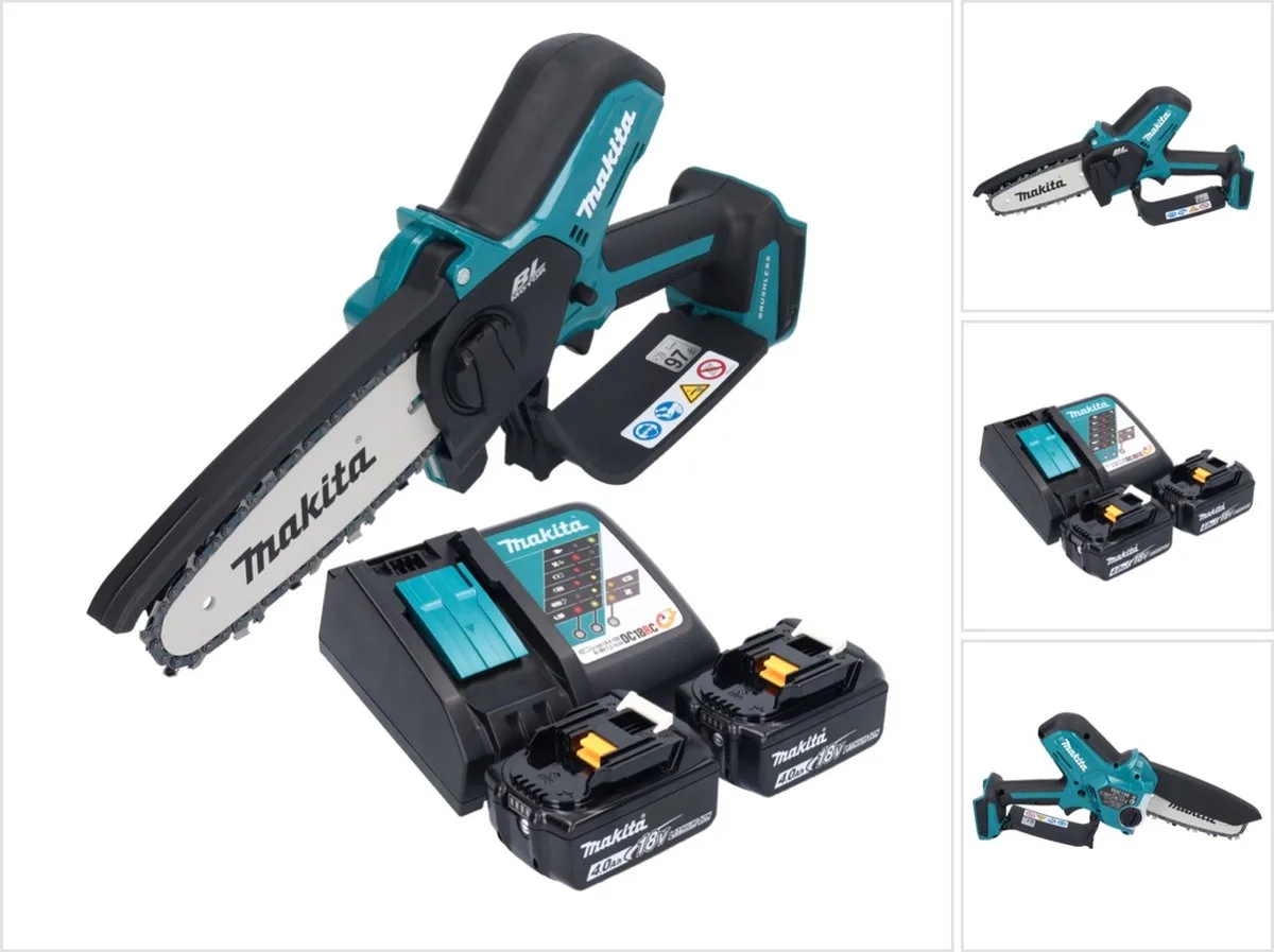 DUC 150 RM2 accu kettingzaag 18 V 15 cm borstelloos + 2x accu 4,0 Ah + lader de Makita – image du produit